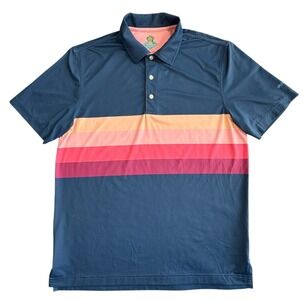 Chubbies Performance Polo Shirt Mens Small Blue Pink Striped Stretch Golf